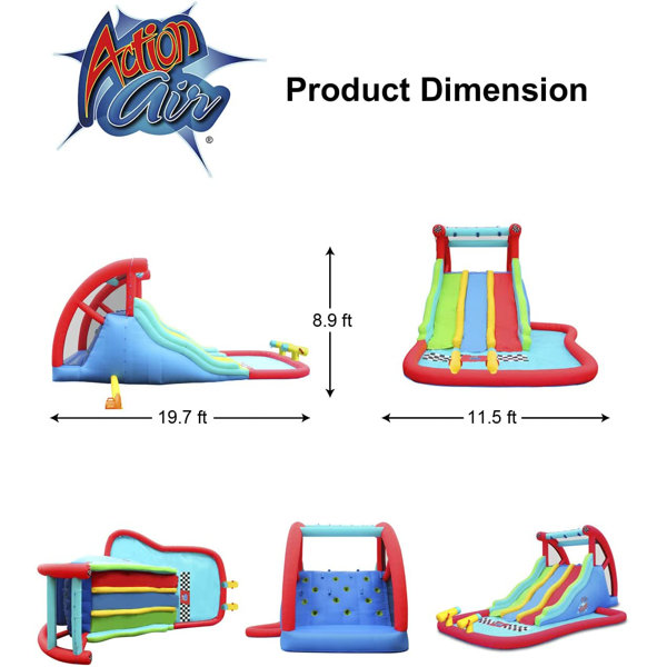 Action Air Inflatable Waterslide Triple Racing Thunder With Amazing 